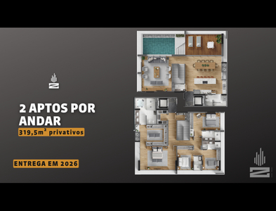 Apartamento no Bairro Centro em Blumenau com 4 Dormitórios (4 suítes) e 320 m²