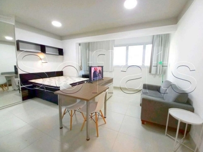 Flat mobiliado próximo da avenida paulista com 26m² 1 dormitório 1 vaga para locação na consolação.