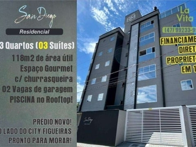 Apartamento com 3 dormitórios à venda, 118 m² por r$ 580.000,00 - vorstadt - blumenau/sc