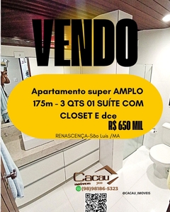 Apartamento em Jardim Renascença, São Luís/MA de 175m² 3 quartos à venda por R$ 649.000,00