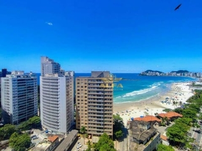 Apartamento frente mar com sacada na praia das pitangueiras com 2 dormitórios sendo 1 suíte, 1 vaga. guarujá-sp.