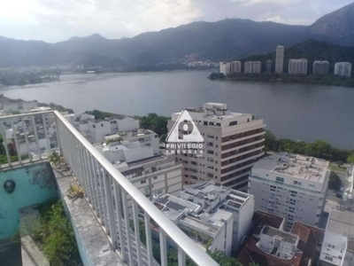 Cobertura 3 quartos, suíte, sauna, piscina, 200 mts, vista panorâmica para lagoa e para o verde, 2 vagas de garagem em ipanema.