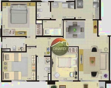 Apartamento com 3 dormitórios para alugar, 105 m² por R$ 4.000,00/mês - Nova Aliança - Rib