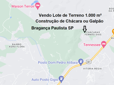 Terreno em Chácara Fernão Dias, Bragança Paulista/SP de 1000m² à venda por R$ 148.000,00