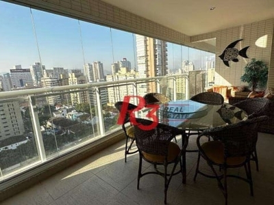 Apartamento para alugar, 181 m² por r$ 17.600,00/mês - gonzaga - santos/sp