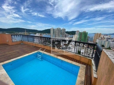 Cobertura com 2 dormitórios para alugar, 213 m² por r$ 13.000,00/mês - ponta da praia - santos/sp