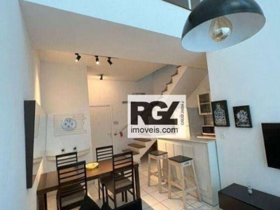 Apartamento com 1 dormitório para alugar, 69 m² por r$ 4.500,00/mês - gonzaga - santos/sp