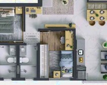 2 dormitórios, 1 suítes, 2 banheiro, 2 vagas na garagem, 71M² de Área Construída