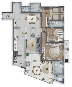 Apartamento em Canto do Forte, Praia Grande/SP de 145m² 3 quartos à venda por R$ 1.236.100,00