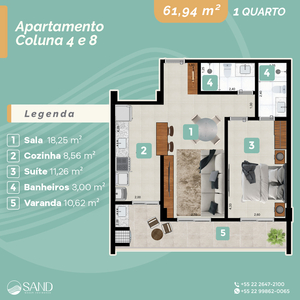Apartamento em Vila Industrial, Arraial Do Cabo/RJ de 62m² 1 quartos à venda por R$ 366.936,00
