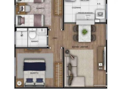 Apartamento em Forquilhas, São José/SC de 40m² 2 quartos à venda por R$ 222.990,00