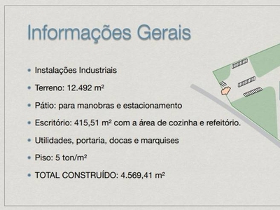 Galpão/Depósito/Armazém e 2 banheiros para Alugar, 12492 m² por R$ 35.000/Mês
