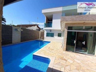 Maravilhosa casa de alto padrão lado praia com piscina e 3 dormitórios à venda, 194 m² por r$ 750.000 - jardim das palmeiras - itanhaém/sp