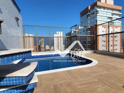 Cobertura com 4 dormitórios com vista mar, à venda, 350 m² por r$ 4.000.000 - embaré - santos/sp
