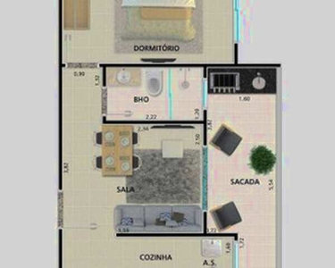 Apartamento com 1 dormitório à venda, 40 m² por R$ 227.416,00 - Vila Guilhermina - Praia G