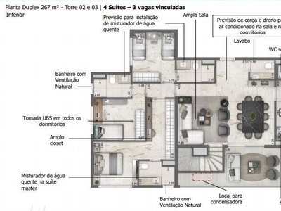 Apartamento Duplex em Santo Amaro, São Paulo/SP de 267m² 4 quartos à venda por R$ 2.419.130,00