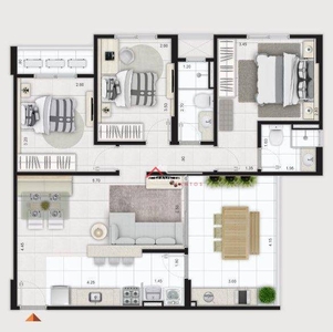 Apartamento em Vila Alzira, Guarujá/SP de 66m² 3 quartos à venda por R$ 632.600,00