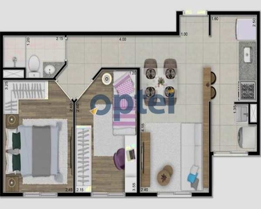 EXCELENTE APARTAMENTO DE 43 M², NA PLANTA, COM 2 DORMITÓRIOS E LAZER COMPLETO, À VENDA POR