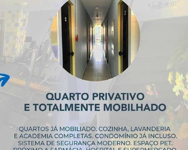 Quartos mobiliados com e sem suíte, no final do setor Bueno