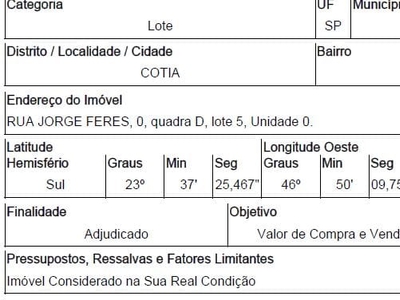 Terreno em Vila São Francisco, Cotia/SP de 4643m² 1 quartos à venda por R$ 782.972,00