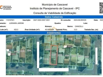 Terreno à venda no cancelli, cascavel por r$ 365.000