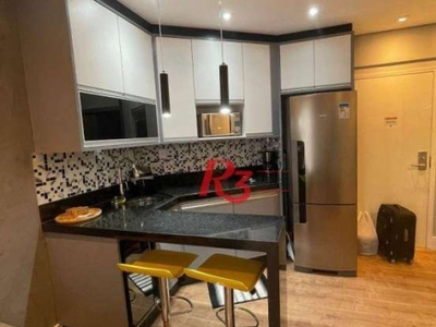 Flat com 1 dormitório, 42 m² - venda por r$ 450.000,00 ou aluguel por r$ 5.500,00/mês - gonzaga - santos/sp