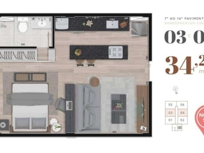 Loft com 1 dormitório à venda, 34 m² por R$ 495.000 - Funcionários - Belo Horizonte/MG