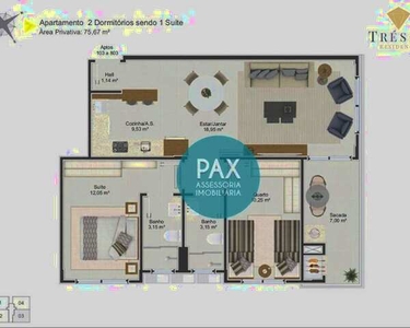 Apartamento com 2 dormitórios à venda, 75 m² - Jardim Eldorado - Palhoça/SC
