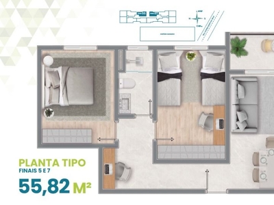 Apartamento em Morumbi, Piracicaba/SP de 55m² 2 quartos à venda por R$ 237.400,00
