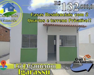Casas Térreas para venda tem 48m² com 2 QTS e terreno em Agamenon Magalhães/Igarassu/PE- 1