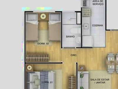Torrando - Apartamento Hípica 2 quartos - 4 andar - 42m com vaga - Reformado
