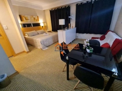 Flat com 1 dormitório para compra no hotel slavieiro guarulhos, 38 m² por r$ 207.000 - centro - guarulhos/sp