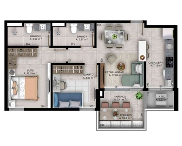 Apartamento com 2 quartos à venda no bairro Norte, 66m²