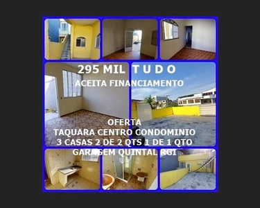 Centro taquara 3 casas com rgi por 295 mil em condominio aceita financiamento
