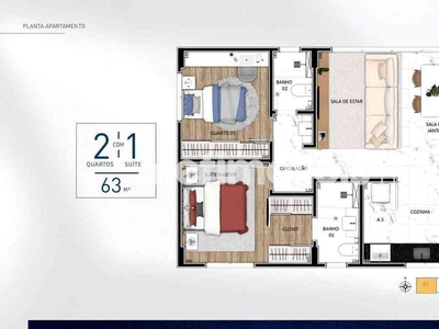 Apartamento com 2 quartos à venda no bairro São Lucas, 63m²