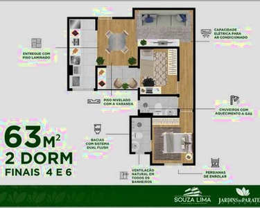 Apartamento na planta -Urbanova - 3 dormitórios 1 suite 68 m2 - 2 vagas