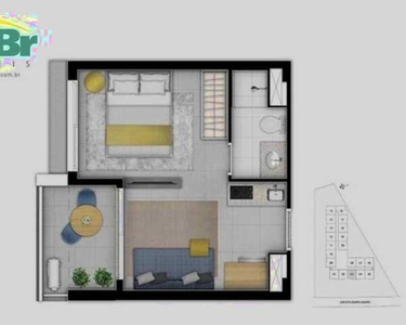 Apartamento Studio Kitnet 1 Dormitório Suíte Andar Alto À Venda, 26 m² por R$ 430.000 - Vi
