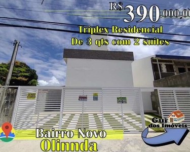 Triplex Residencial com 76m² com 3 quartos Sendo 2 Suites em Bairro Novo - Olinda - 390 MI