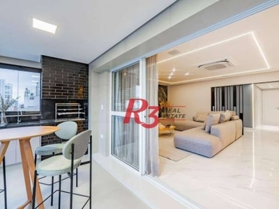 Apartamento de alto padrão com 3 suítes à venda, 234 m² por r$ 3.650.000 - boqueirão - santos/sp