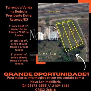 Terreno em Guararapes, Resende/RJ de 10m² à venda por R$ 830.000,00