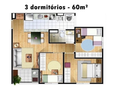 Apartamento em Vila Noêmia, Mauá/SP de 60m² 3 quartos à venda por R$ 259.000,00