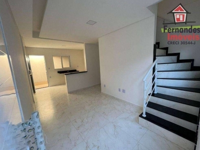 Sobrado novo em condomínio com 2 dormitórios à venda, 53 m² por r$ 259.000 - tupi - praia grande/sp
