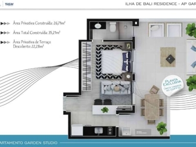 Apartamento com 1 quarto à venda na reinaldino schaffenberg de quadros, 201, centro, curitiba, 26 m2 por r$ 377.762