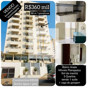 Apartamento em Araés, Cuiabá/MT de 96m² 3 quartos à venda por R$ 359.000,00