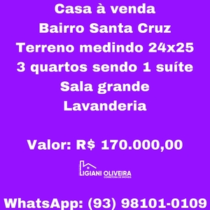 Casa em Santa Cruz, Novo Progresso/PA de 120m² 3 quartos à venda por R$ 169.000,00