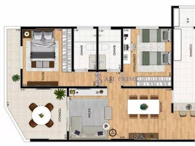 Apartamento em Boqueirão, Praia Grande/SP de 93m² 2 quartos à venda por R$ 563.040,00