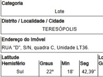 Terreno em Santa Rita, Teresopolis/RJ de 1300m² 1 quartos à venda por R$ 117.411,00