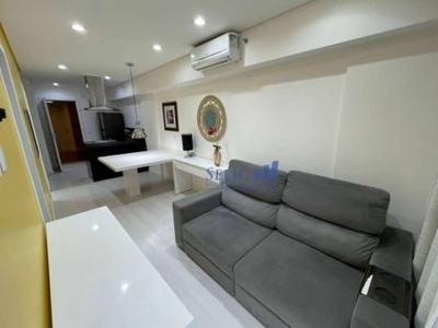 Línea - flat mobiliado 49m², 1 suíte, centro, jundiaí. cod fl0060