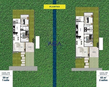 Casas em condomínio para venda com 59 m² de 1 suíte Parnamirim/RN
