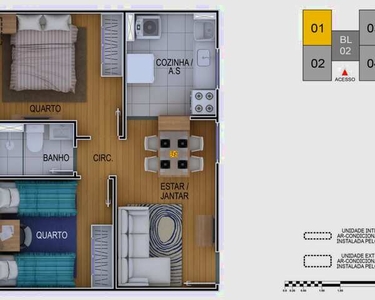 Porto Itapuã, 2 dormitórios, 1 banheiros, 20M² de Área Construída